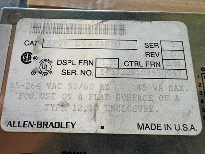 Allen-Bradley 2706-E43J32B1 Dataliner Message Display 85-264V AC 01620
