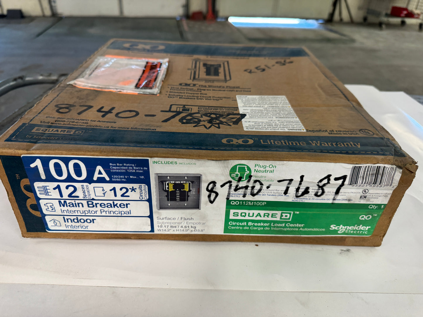 Square D Main Breaker Load Center QO112M100P 120/240V