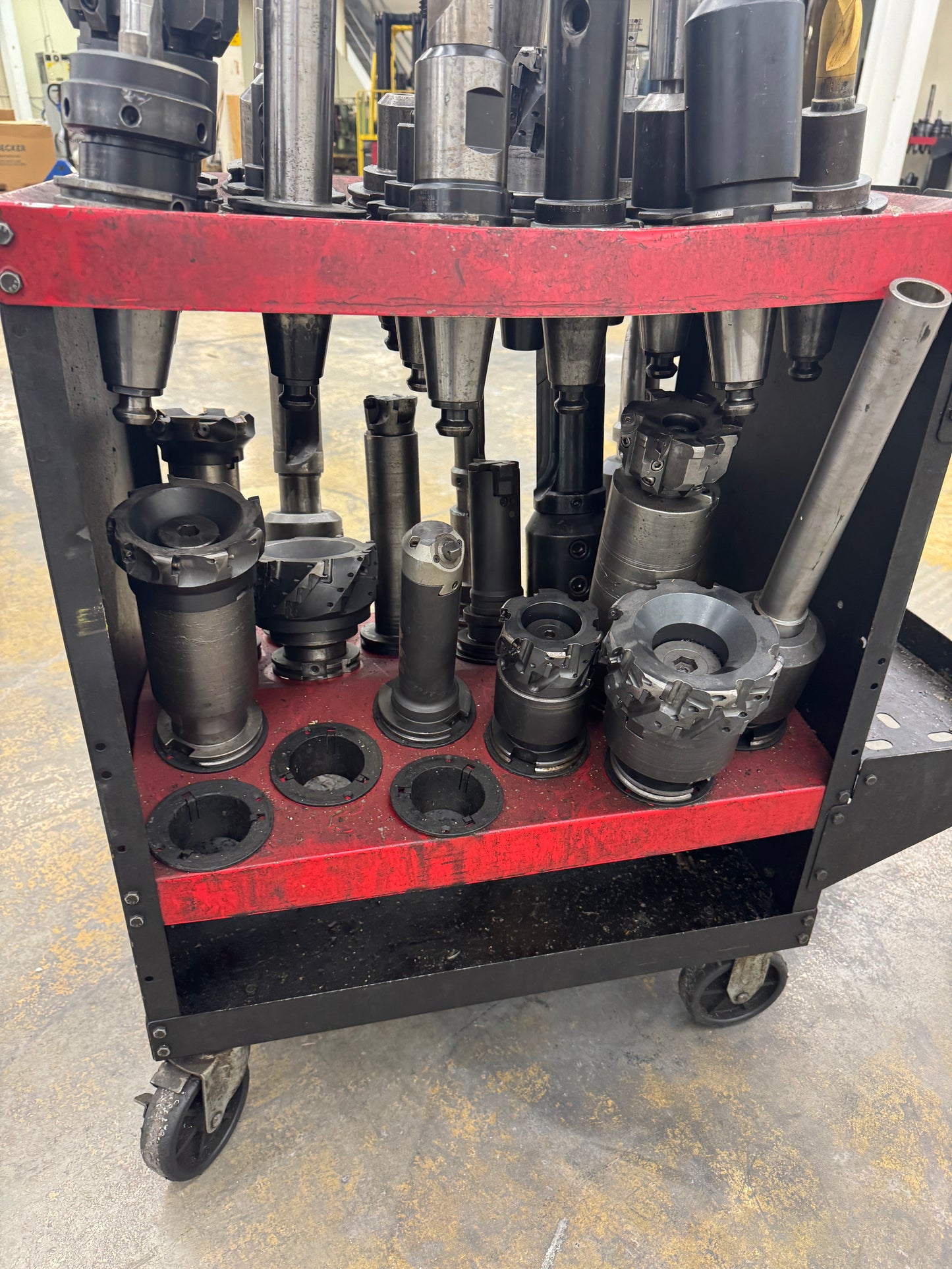 Mixed CAT50 Tool Holder Lot with Tooling and Cart | CAT50