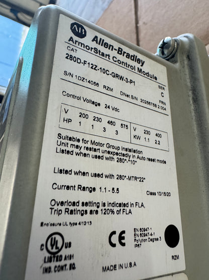 Allen-Bradley 280D-F12Z-10C-GRW-3-P1 ArmorStart Control Module