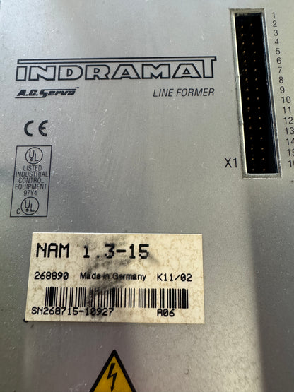 Indramat NAM 1.3-15 AC Servo Line Former 380 To 480V AC Untested Surplus
