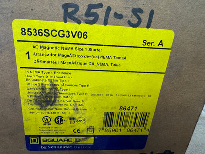 Square D NEMA Size 1 Motor Starter 8536SCG3V06