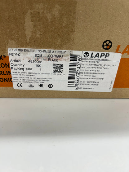 Lapp Hook-Up Wire 4520012 14 AWG, 100 m, Black