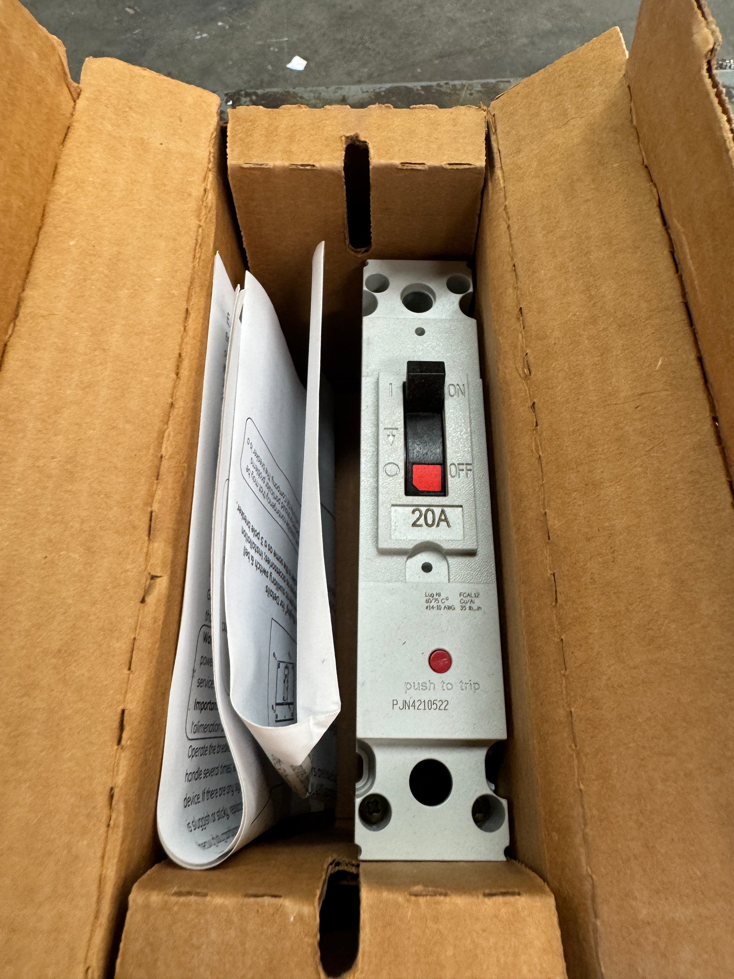 GE FBH16TE020RV Circuit Breaker 347VAC Open Box Unused