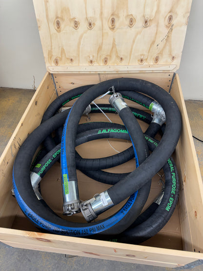 Alfagomma EPDM Suction and Discharge Hose Assembly with Stainless Steel Cam and Groove Fittings C-2003309 3 In. ID 150 PSI