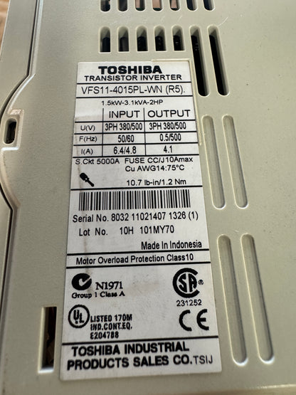 Toshiba VFD VFS11-4015PL-WN - 2 HP Variable RPM