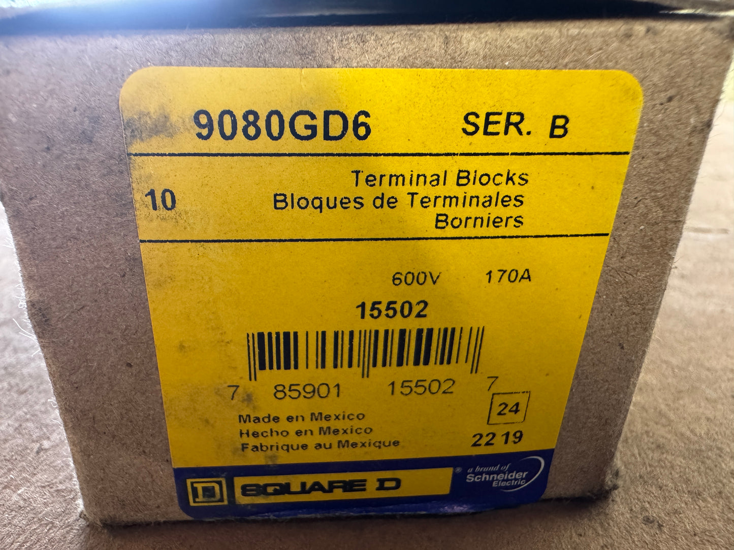 Square D Terminal Block 9080GD6 600V