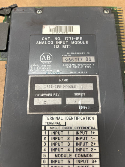 Allen-Bradley Analog Input Module 1771-IFE m02492 5V DC Backplane