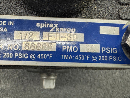 Spirax Sarco Float and Thermostatic Steam Trap FTI-30 1/2 In. NPT 30 PSIG PMO