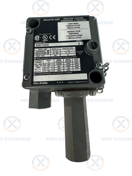 Allen-Bradley Pressure Control Switch 836T-T254J 20 to 300 PSI Adjustable Range