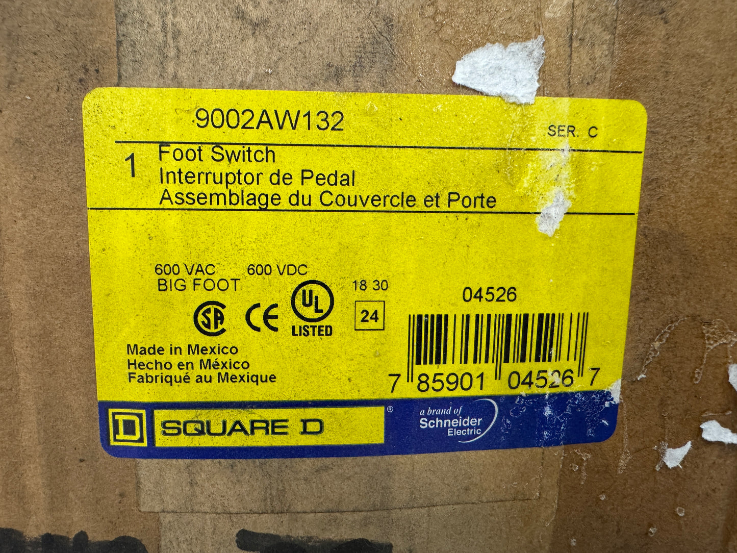 Square D Heavy Duty Foot Switch 9002AW132 600 VAC / 600 VDC