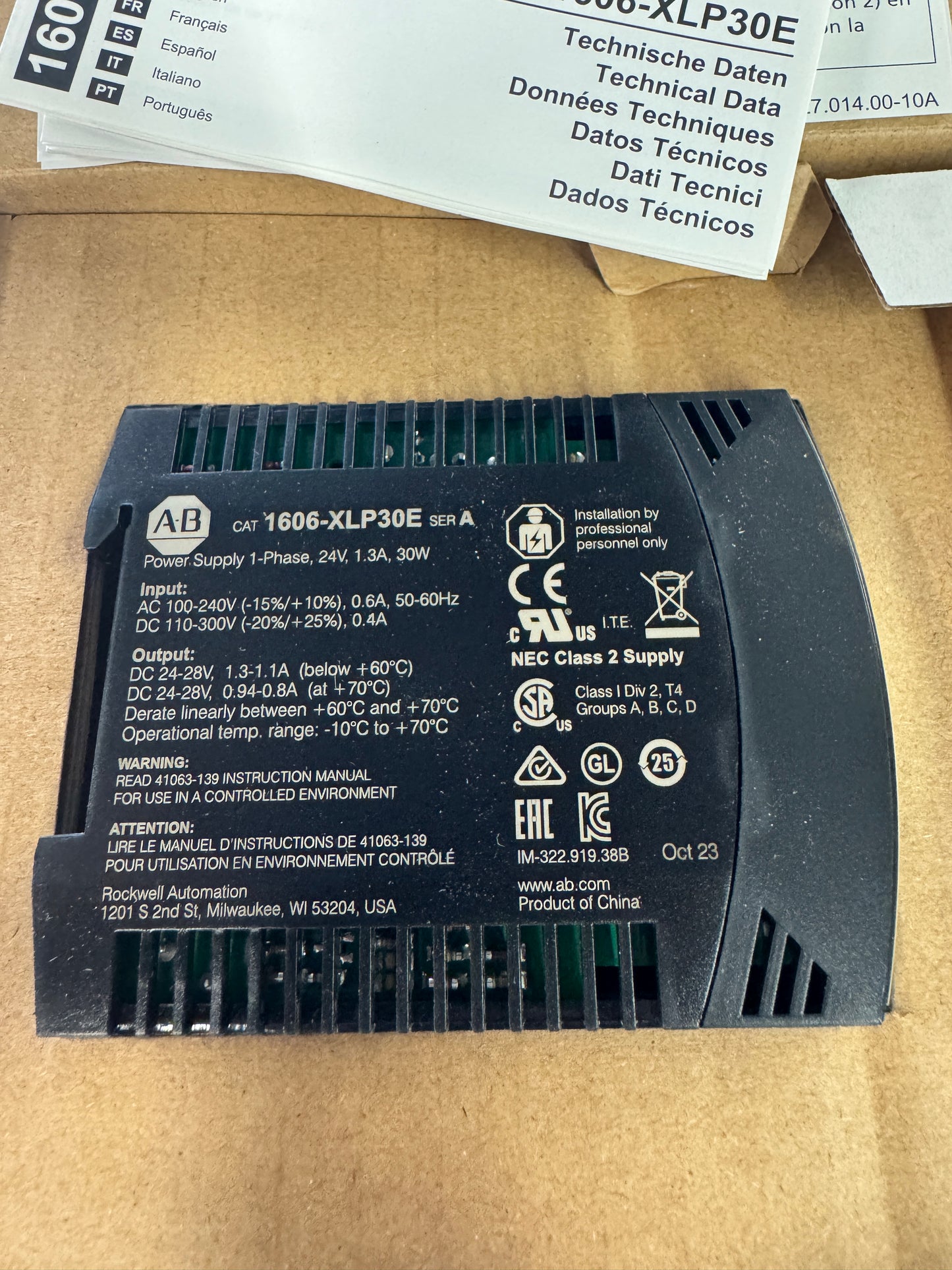 Allen-Bradley Power Supply 1606-XLP30E
