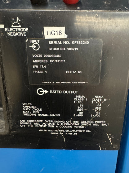 Miller TIG Welder Syncrowave 351 350 Amp 200/230/460V 1 Phase