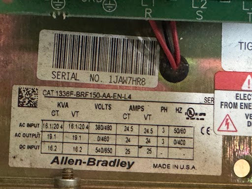 Allen-Bradley 1336S Plus II Sensorless Vector AC Drive 380–480V AC Untested Surplus