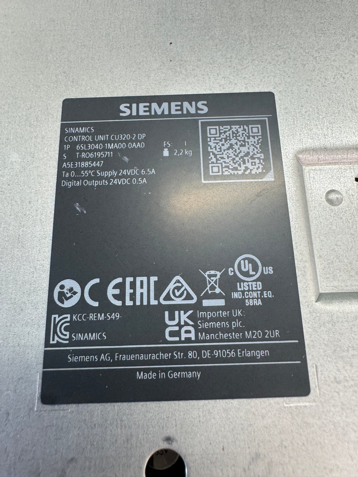 Siemens 6SL3040-1MA00-0AA0 Control Unit 24VDC Open Box Unused