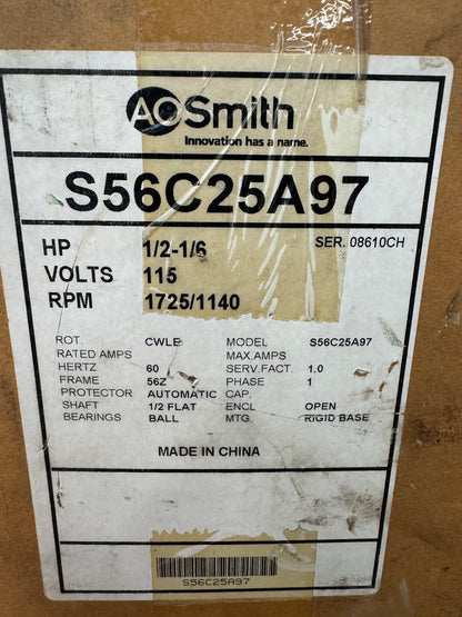 A.O. Smith AC Motor S56C25A97 - 1 HP 1800 RPM