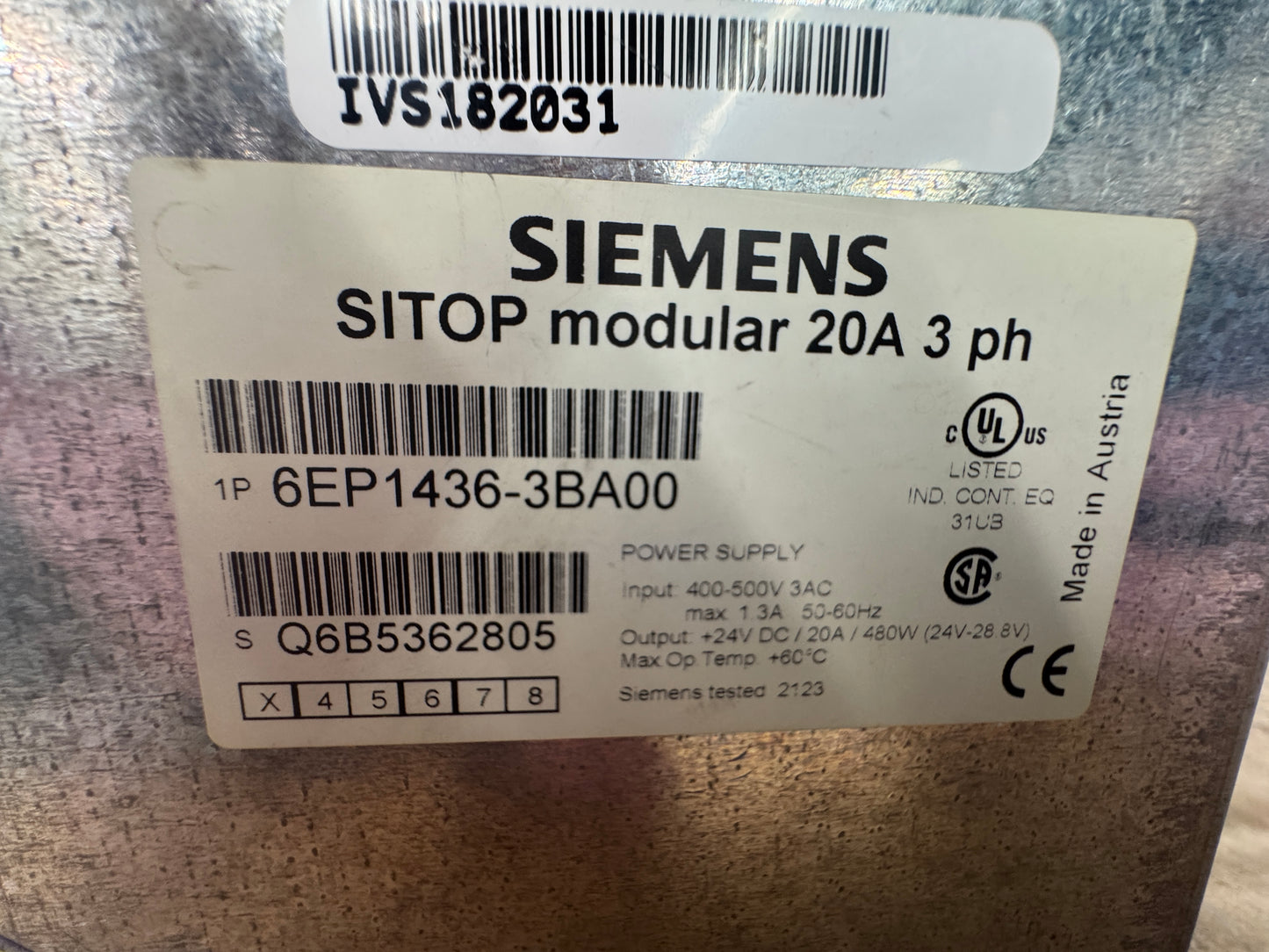 Siemens 6EP1436-3BA00 Power Supply Untested Surplus