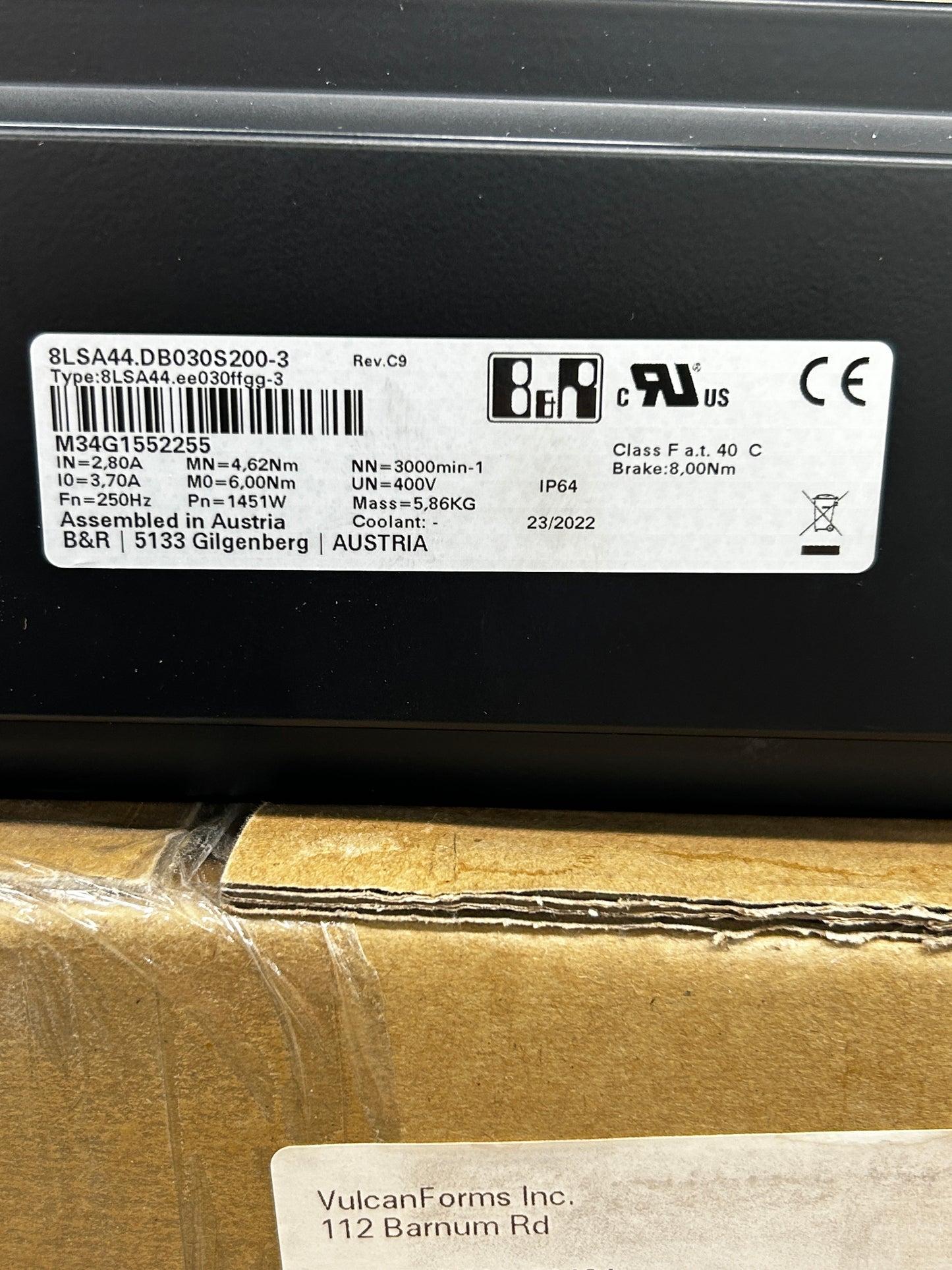 B&R Automation Servo Motor 8LSA44.DB030S200-3 - 3 kW 3000 RPM