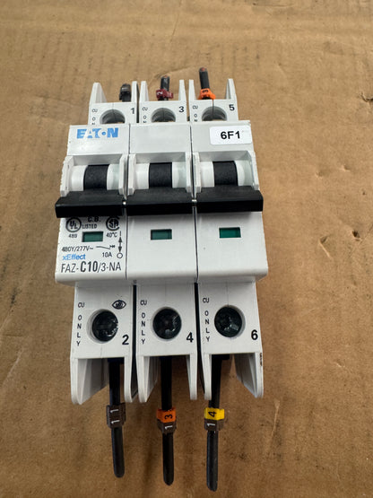 Eaton FAZ-C10/3-NA Circuit Breaker 480Y/277V Untested Surplus