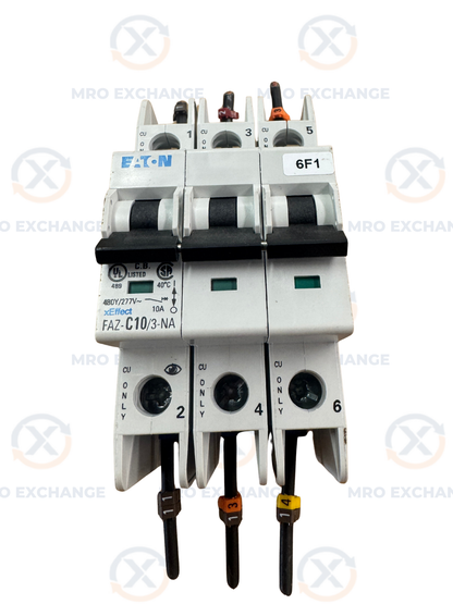 Eaton FAZ-C10/3-NA Circuit Breaker 480Y/277V Untested Surplus