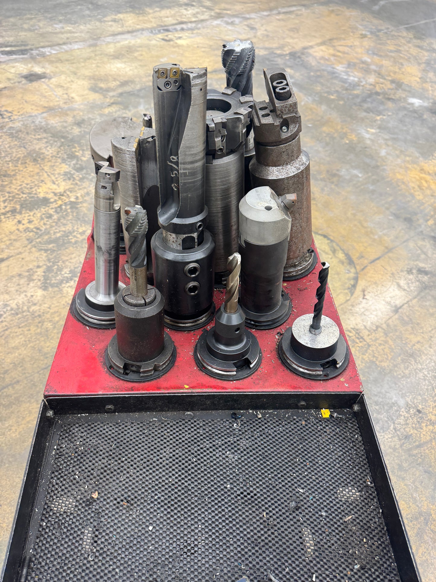 Mixed CAT50 Tooling Lot with Cart | CAT50