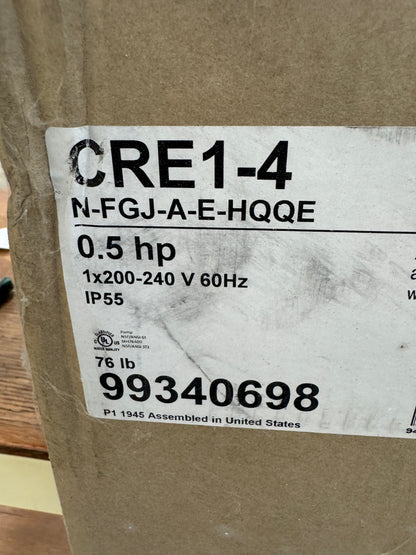 Grundfos CRE1-4 N-FGJ-A-E-HQQE Vertical Multistage Centrifugal Pump, 0.5 HP, 60 Hz
