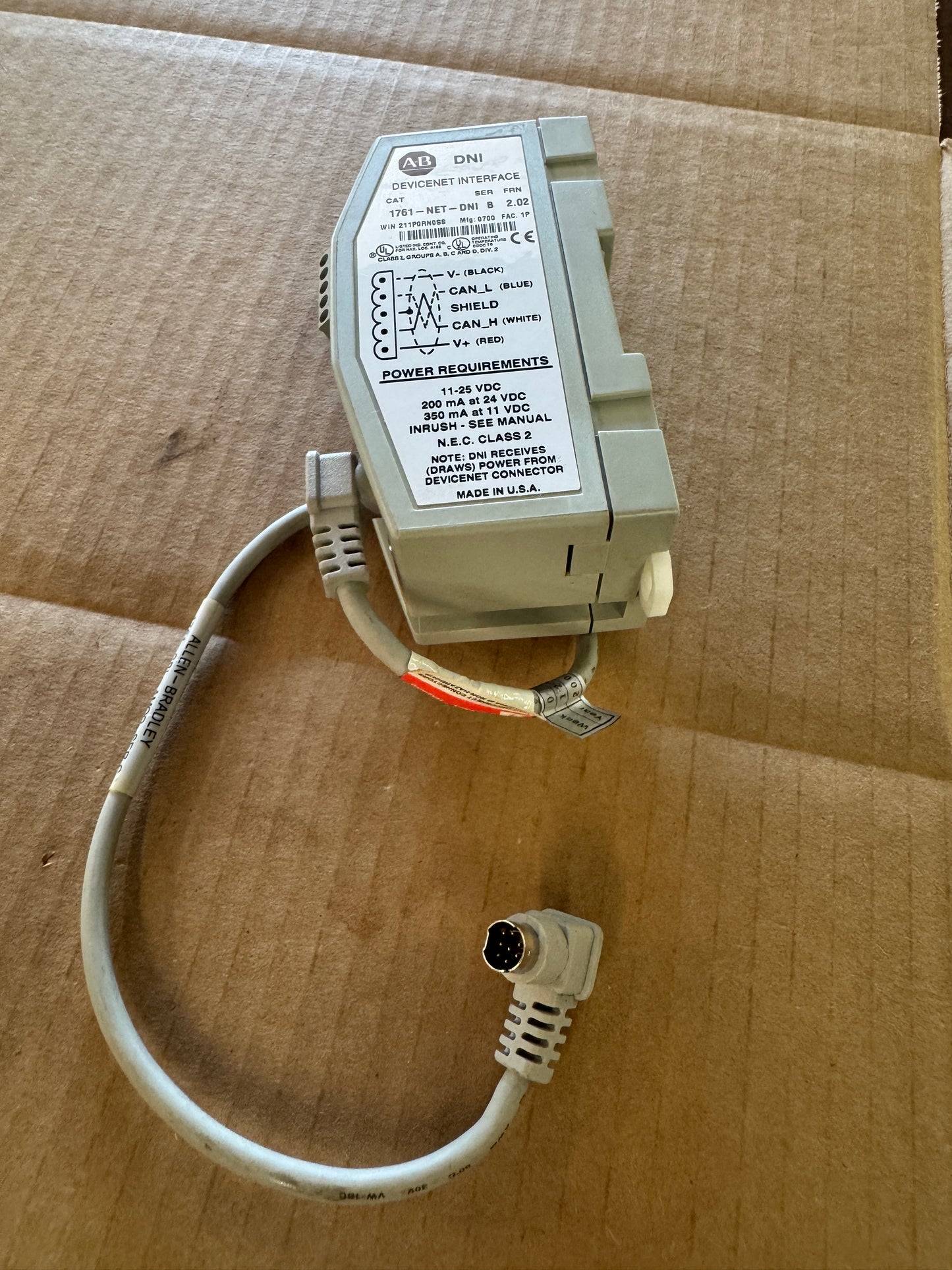 Allen-Bradley 1761-NET-DNI DeviceNet Interface Module 11 to 25 VDC