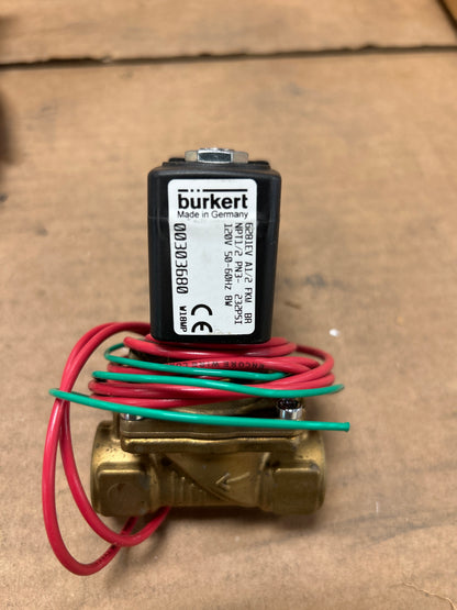 Burkert Solenoid Valve 6281EV A1/2 FKM BR 1/2 In. NPT 232 PSI