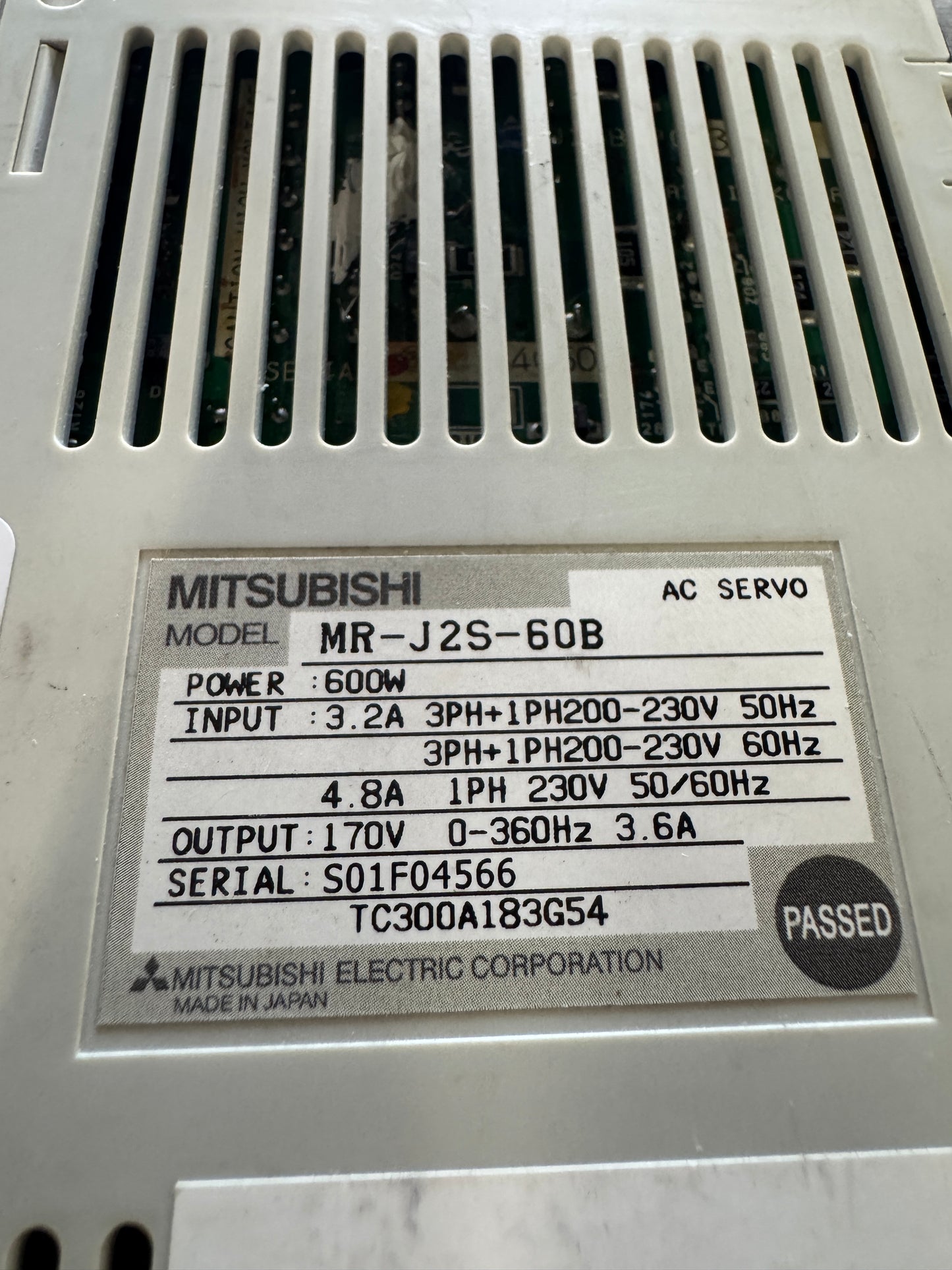Mitsubishi MR-J2S-60B AC Servo Amplifier 200-230 VAC Untested Surplus