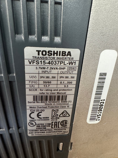 Toshiba VFS15-4037PL-W1 Variable Frequency Drive 380/500V 3-Phase Untested Surplus