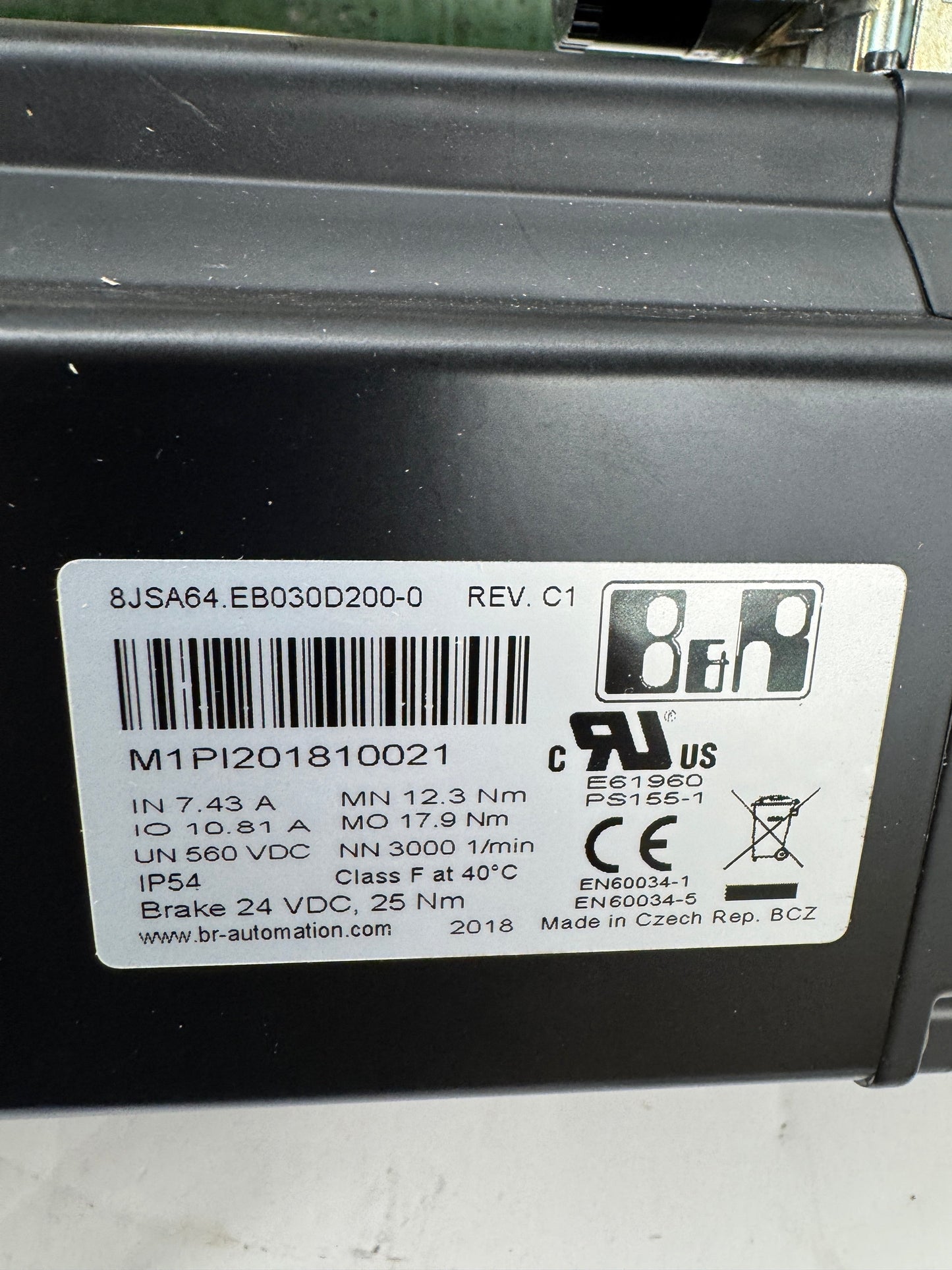 B&R Automation Servo Gearmotor 8JSA64.EB030D200-0 - 3 kW 3000 RPM