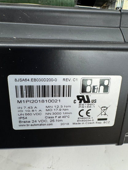 B&R Automation Servo Gearmotor 8JSA64.EB030D200-0 - 3 kW 3000 RPM