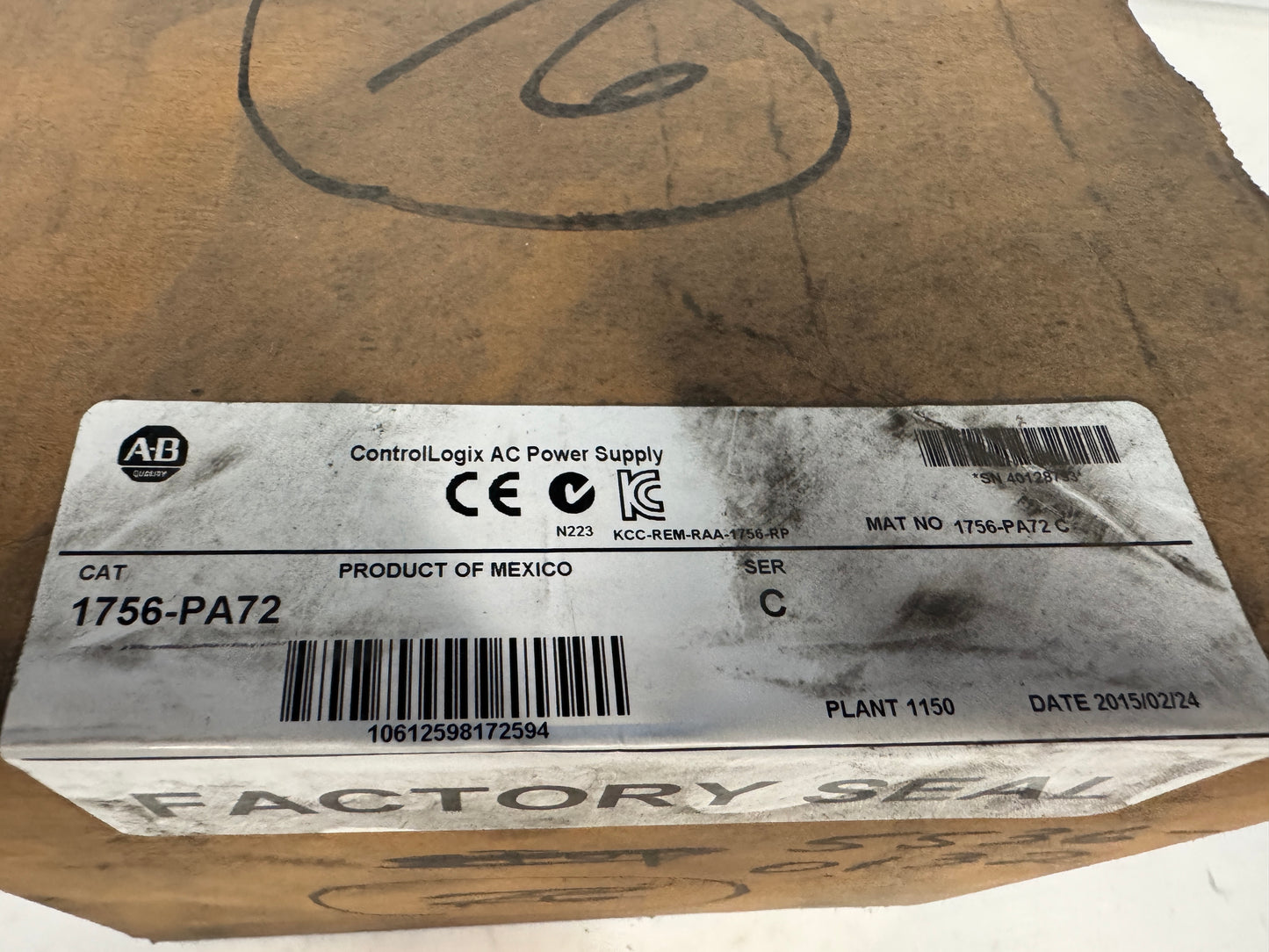 Allen-Bradley ControlLogix AC Power Supply 1756-PA72