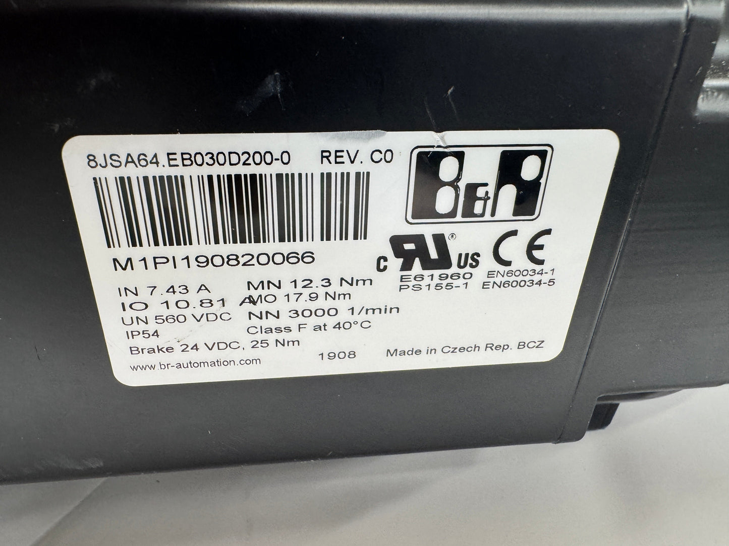 B&R Automation Servo Gearmotor 8JSA64.EB030D200-0 - Variable 1000 RPM