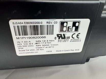 B&R Automation Servo Gearmotor 8JSA64.EB030D200-0 - Variable 1000 RPM