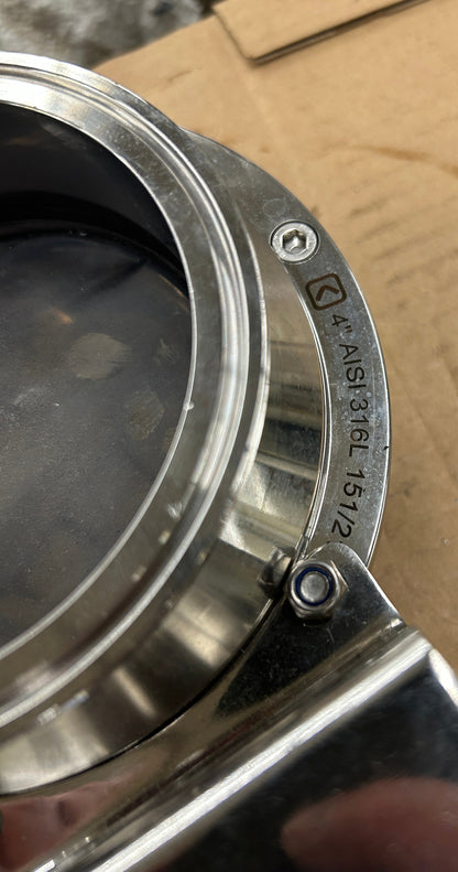 Cipriani Harrison Sanitary Pneumatic Butterfly Valve 4" AISI 316L 151/2 4 In. Sanitary Tri-Clamp 145 PSI