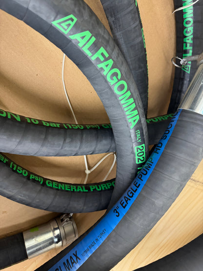Alfagomma EPDM Suction and Discharge Hose Assembly with Stainless Steel Cam and Groove Fittings C-2003309 3 In. ID 150 PSI