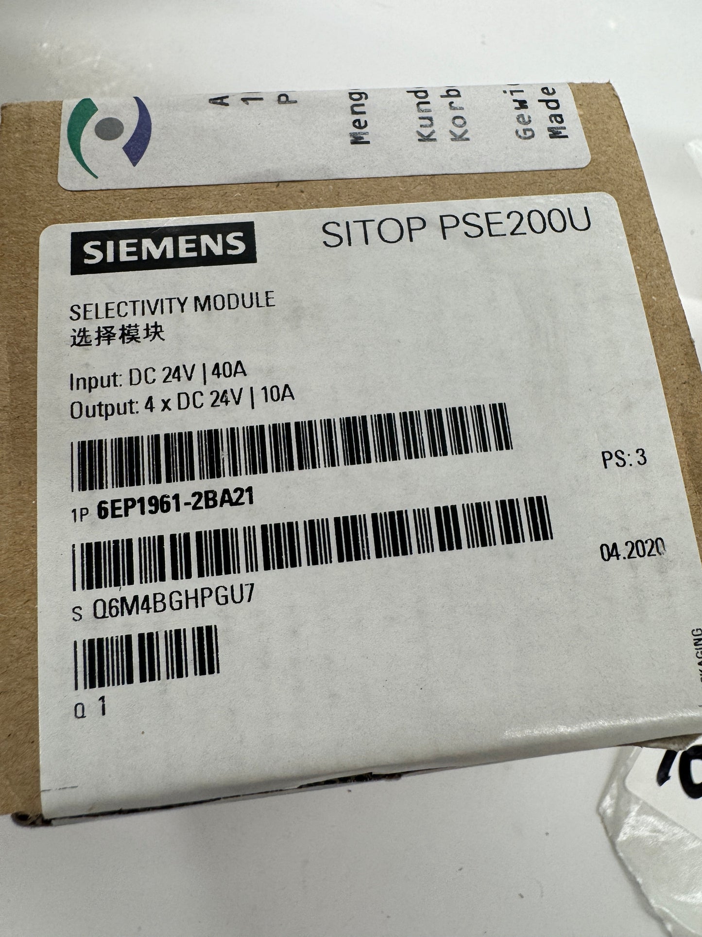Siemens Selectivity Module 6EP1961-2BA21 24 VDC m01043