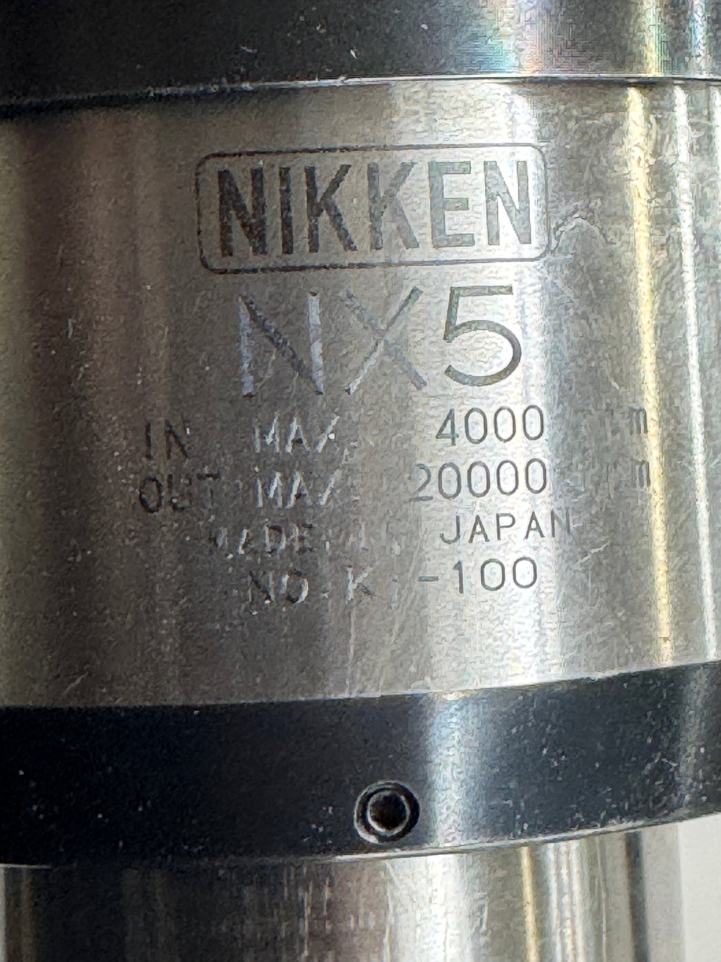 Nikken HiSpinner Spindle Speeder CAT50U-NX5-151 | CAT50 | SK10 Collet, 1.75 to 10 mm Tool Capacity, 5:1 Gear Ratio, 20,000 RPM Max Output | Orientation: Axial 01191