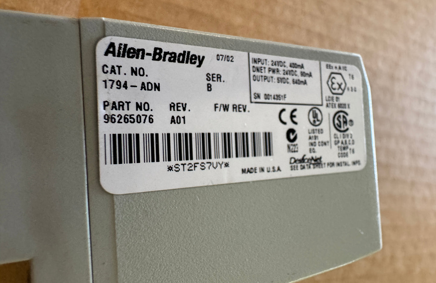 Allen-Bradley 1794-ADN DeviceNet Adapter 24V DC