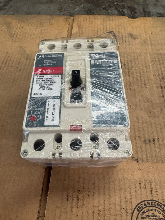Cutler-Hammer HMCP003A0C Motor Circuit Protector 600 VAC / 250 VDC Appears Unused 1763
