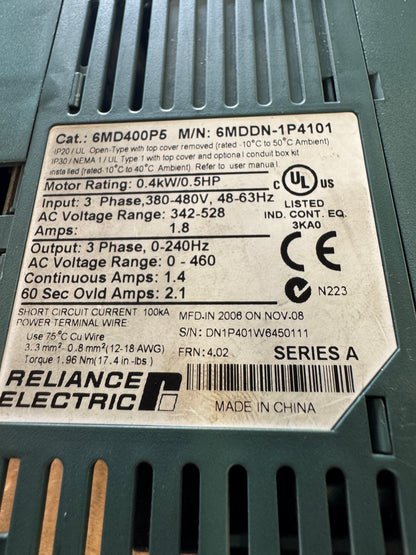 Reliance Electric AC Drive 6MD400P5 - 1 HP Variable RPM