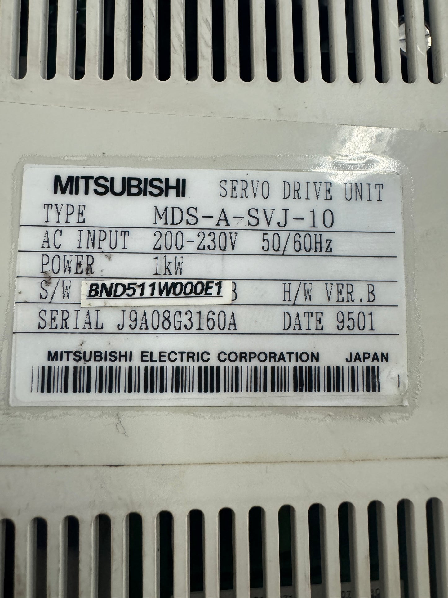 Mitsubishi Electric Servo Drive Unit MDS-A-SVJ-10