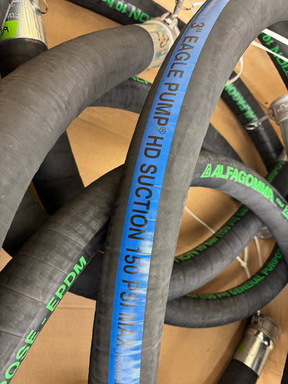Alfagomma EPDM Suction and Discharge Hose Assembly with Stainless Steel Cam and Groove Fittings C-2003309 3 In. ID 150 PSI