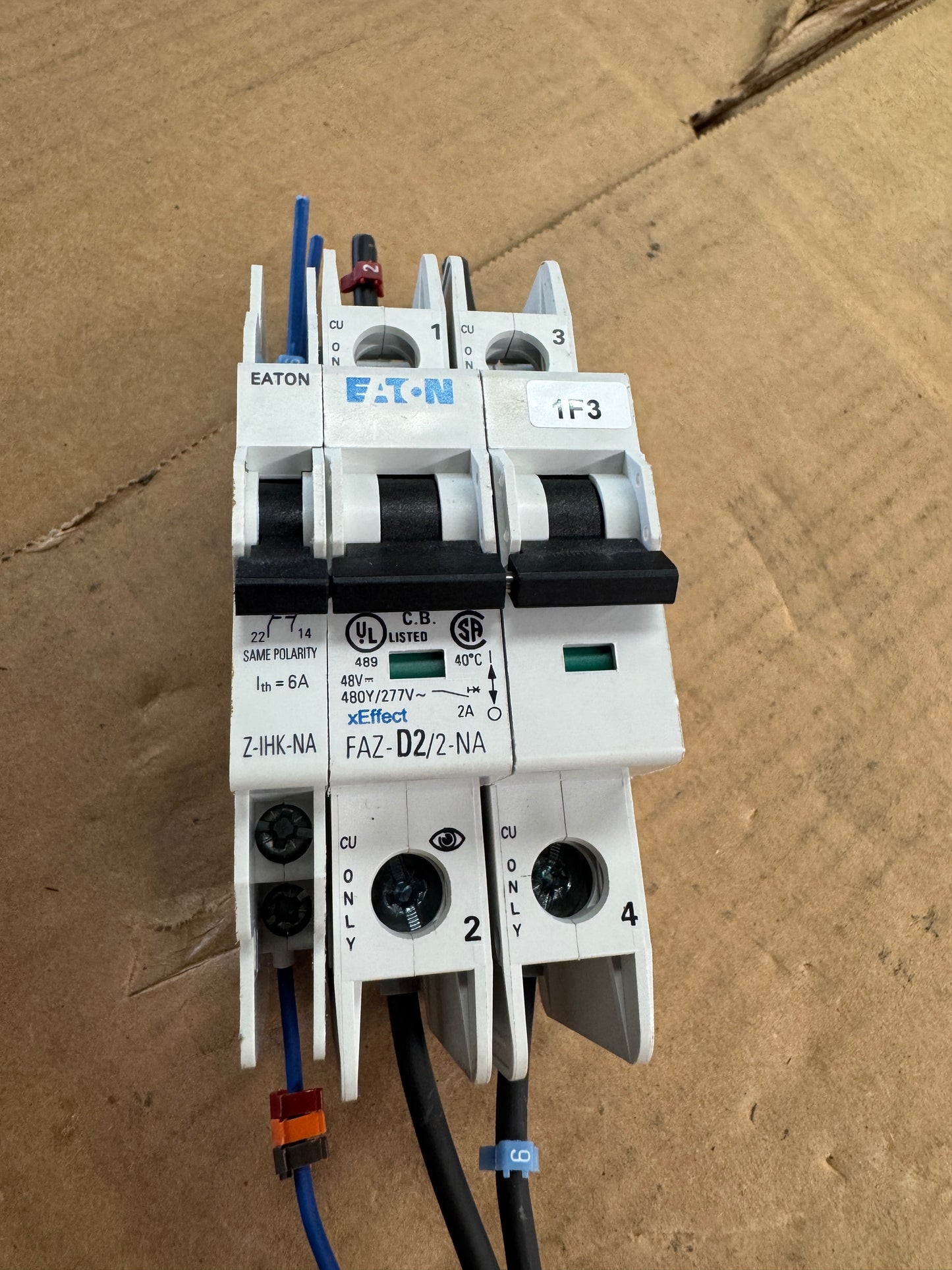 Eaton FAZ-D2/2-NA Circuit Breaker 480Y/277V AC Untested Surplus