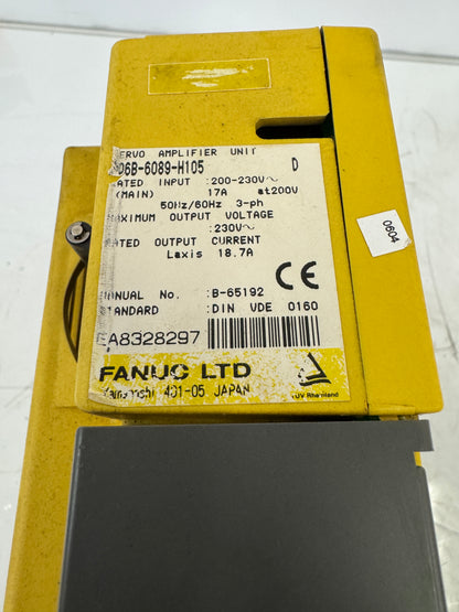 Fanuc Servo Amplifier Unit A06B-6089-H105 230V AC m00487