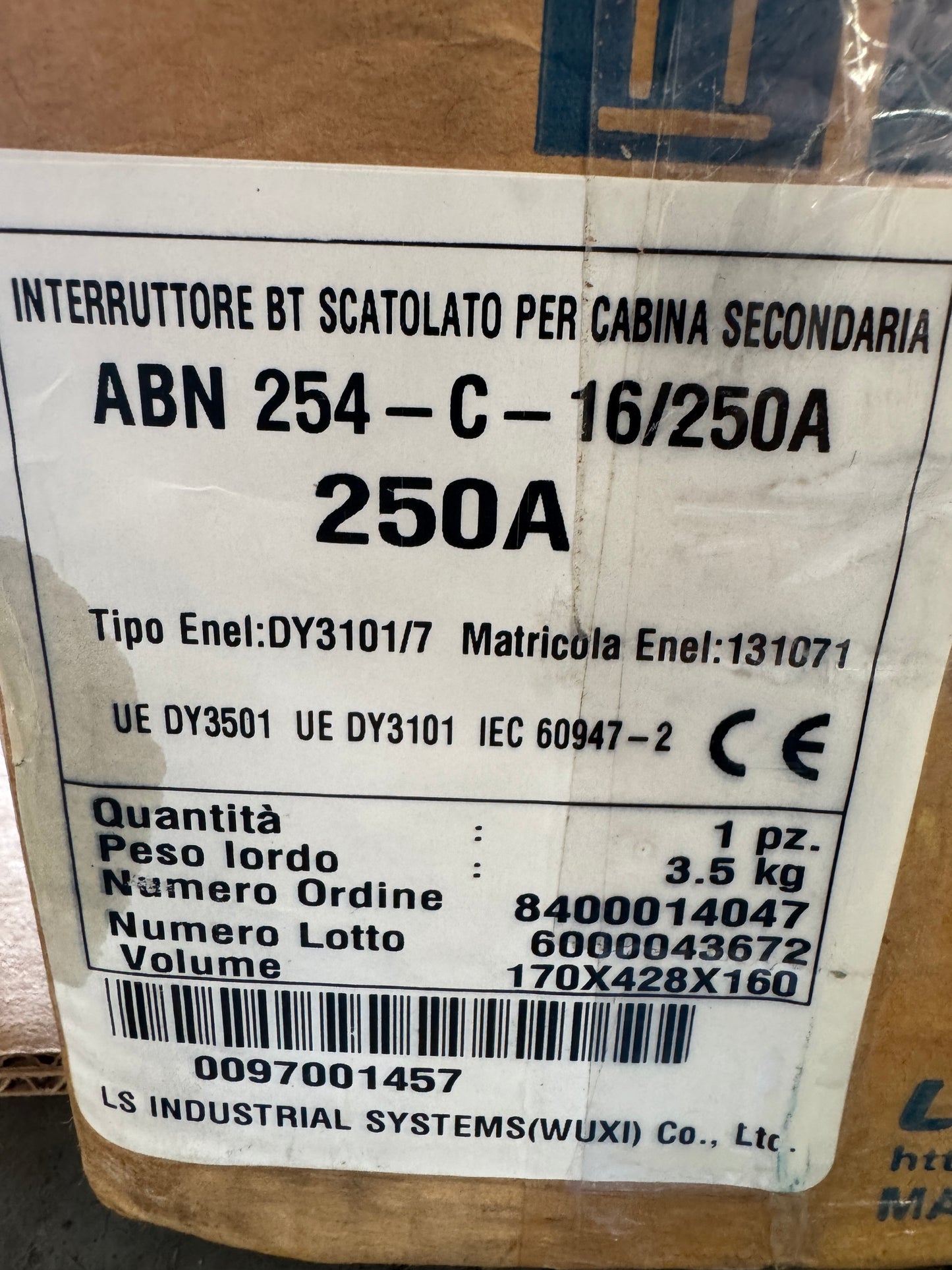 LS Industrial Systems ABN254-C-16/250A Molded Case Circuit Breaker Untested Surplus