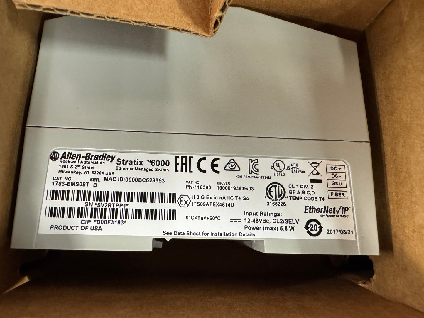 Allen-Bradley Ethernet Managed Switch 1783-EMS08T 12-48V DC