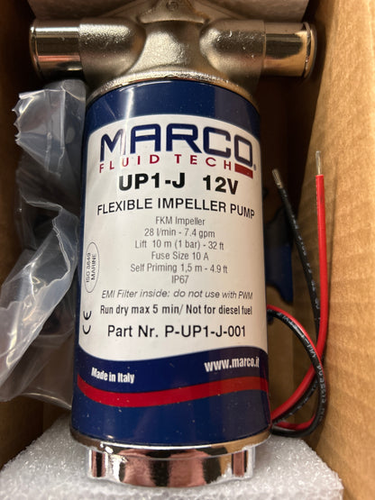 Marco® P-UP1-J-001 12V Water Transfer Pump w/Flexible Rubber Impeller, 7.4 GPM
