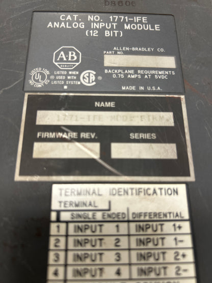 Allen-Bradley Analog Input Module 1771-IFE m02491 5V DC Backplane